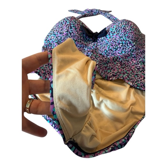 NEW Swimsuits for All Tie Front Halter One Piece Blue Pink Halter Swimsuit 16 - Picture 5 of 16